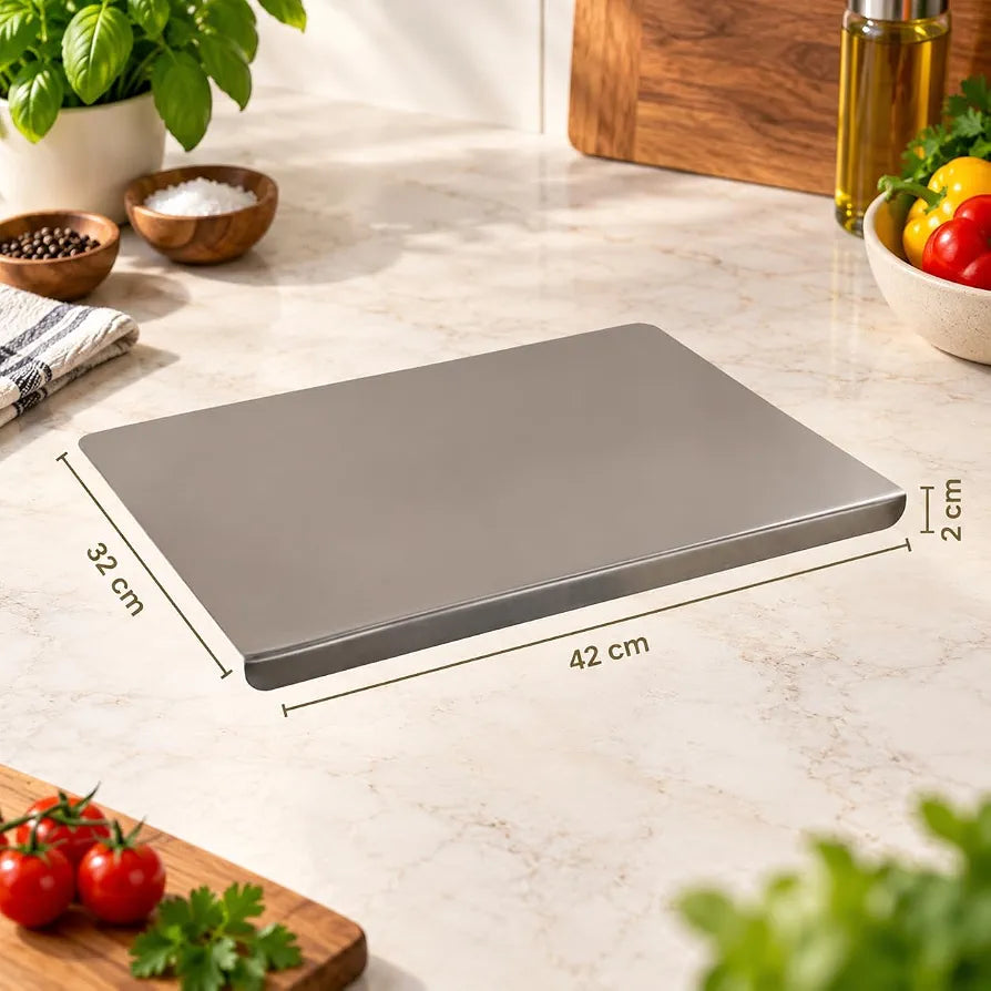 Stainless Steel Chopping Board with Lip | 42 x 32 cm | Reversible