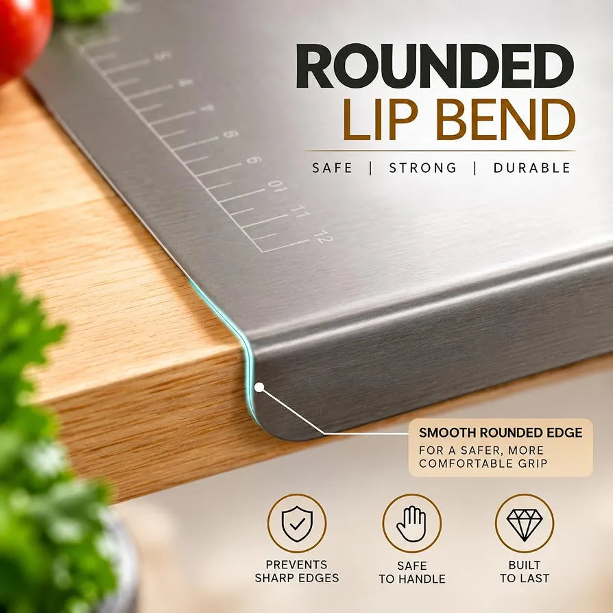 Stainless Steel Chopping Board with Lip | 42 x 32 cm | Reversible
