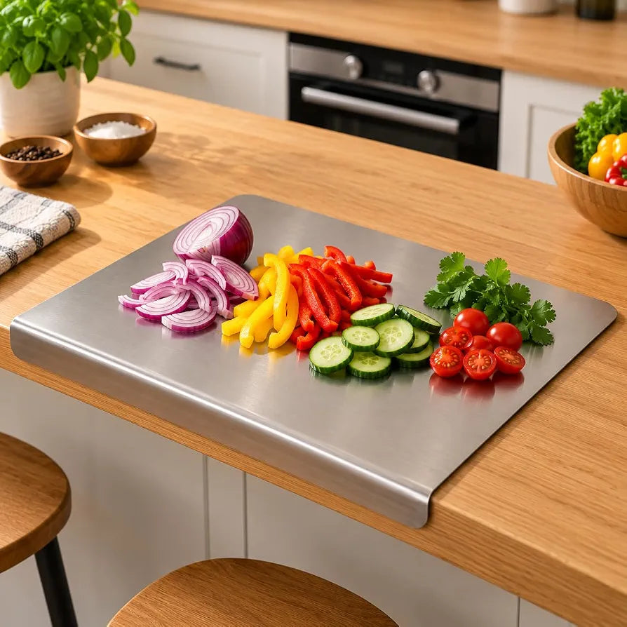 Stainless Steel Chopping Board with Lip | 42 x 32 cm | Reversible