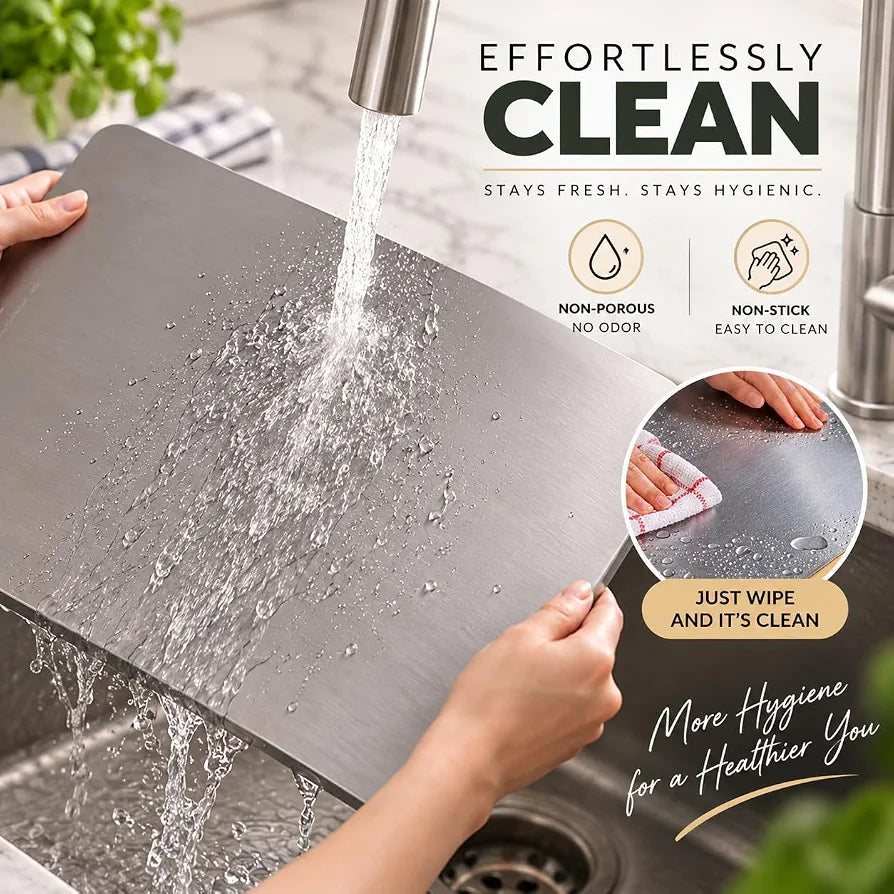 Stainless Steel Chopping Board with Lip | 42 x 32 cm | Reversible