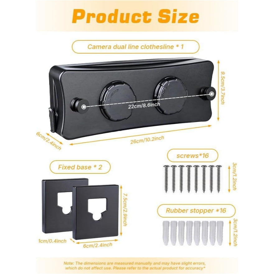 Retractable Cloth Drying Line Wall Mounted Laundry Sling | Double line | 16.7Ft
